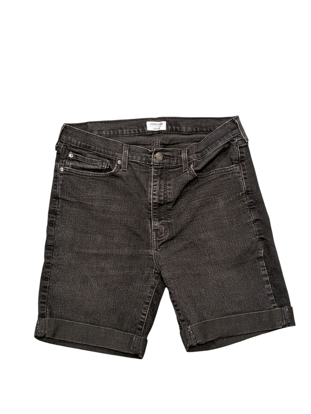 Denizen from Levi's Womens 34 Black Bermuda Shorts High Rise Stretch Denim